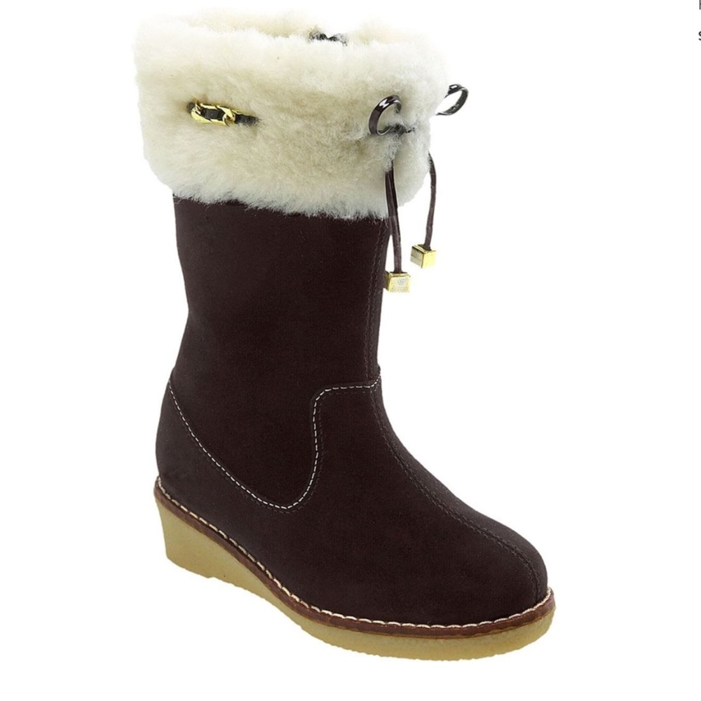 Michael Kors Brown Miss Gracie Suede Wedge Boots